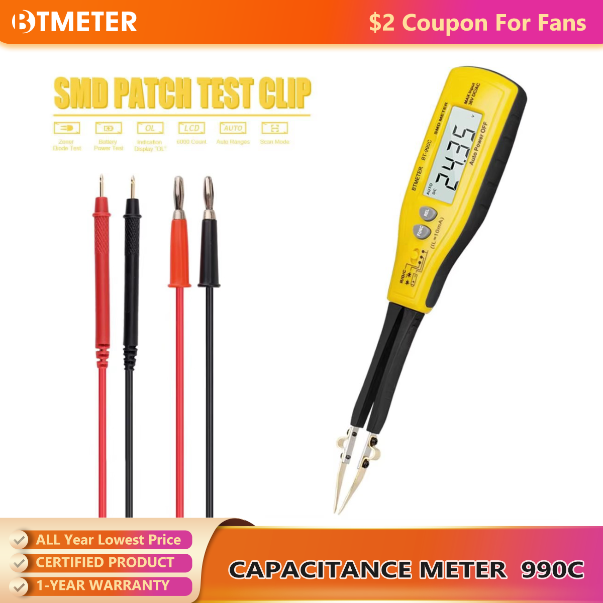 Smd Tweezer Set - 990C Smart SMD Tester Smart Tweezers